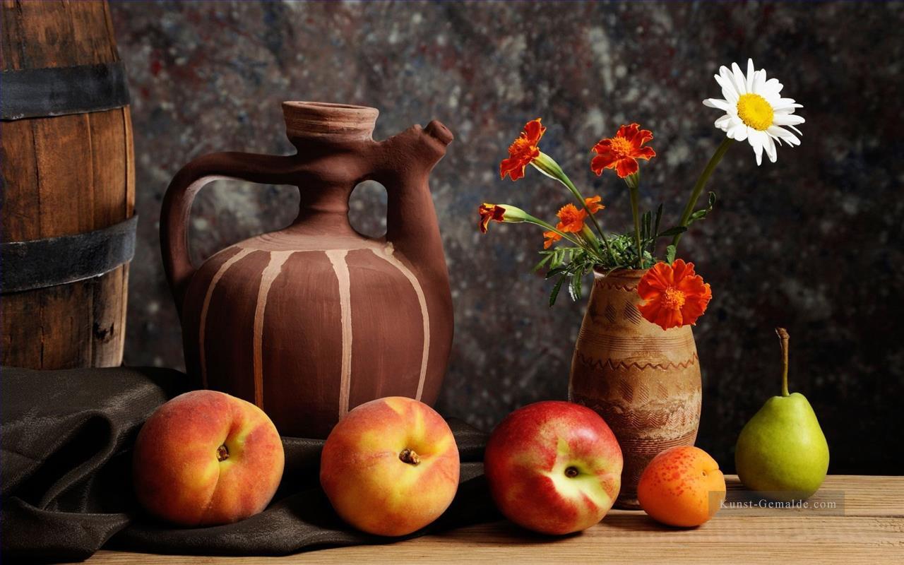 Blumen Früchte Pot Stillleben Gemälde von Fotos zu Kunst Ölgemälde